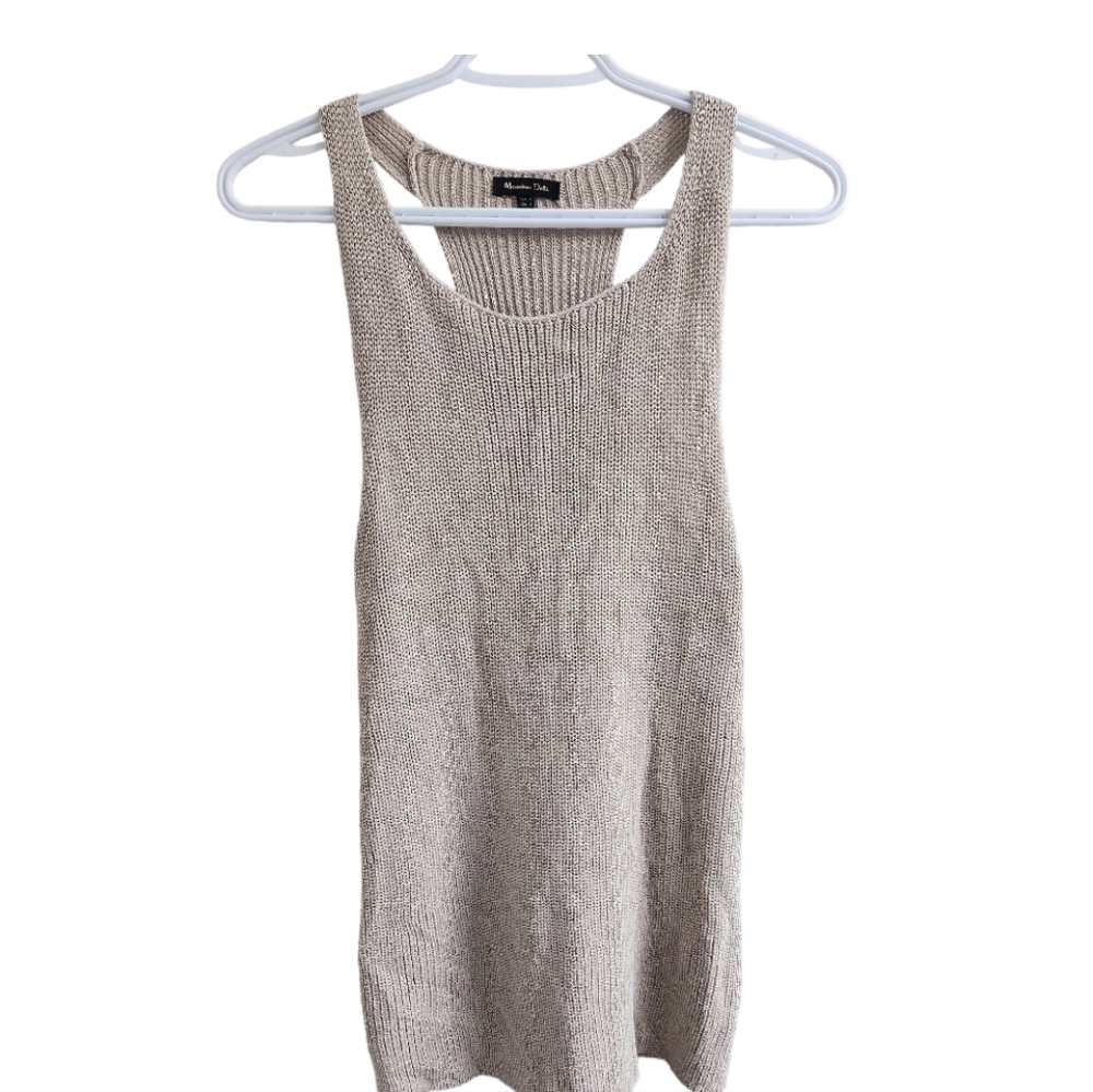 Massimo Dutti Cream Ribbed Tank Top